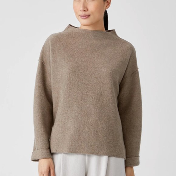 Eileen Fisher Sweaters - Eileen Fisher Lightweight Boiled Wool Box-Top in Responsible Wool Neutral Sz XS